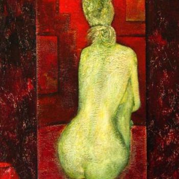 Painting titled "FEMME AU CHIGNON" by Francesca, Original Artwork, Oil