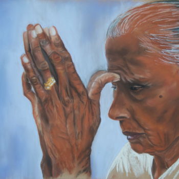 Dessin intitulée "Namasté" par Francette Guittard, Œuvre d'art originale, Pastel