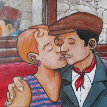 Ζωγραφική με τίτλο "couple" από Jean-Marc Franchini, Αυθεντικά έργα τέχνης