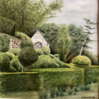 Painting titled "50 nuances de vert !" by Francine Darnaud, Original Artwork, Watercolor Mounted on Cardboard