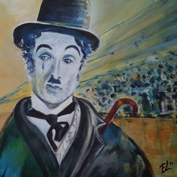 Painting titled "Charlot" by Francine Lorthois, Original Artwork, Acrylic Mounted on Wood Stretcher frame