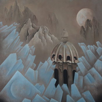 Peinture intitulée "Le temple du temps" par Francine Saugey, Œuvre d'art originale
