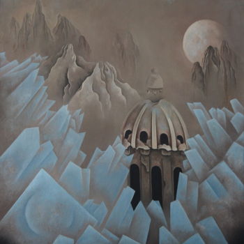 Painting titled "Le temple du temps" by Francine Saugey, Original Artwork