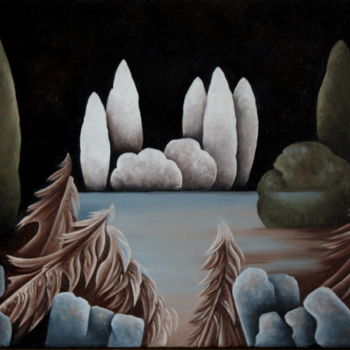 Peinture intitulée "Etangs gelés" par Francine Saugey, Œuvre d'art originale