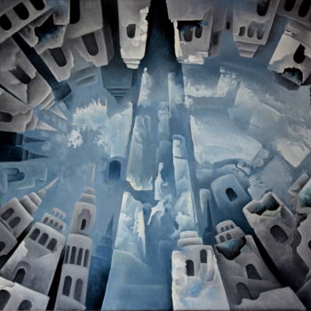 Painting titled "Cité de glace" by Francine Saugey, Original Artwork