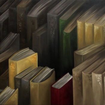 Pittura intitolato "Bibliothèque" da Francine Saugey, Opera d'arte originale