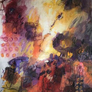 Картина под названием "ROSE CITRON" - Francine Scrignac, Подлинное произведение искусства, Акрил Установлен на Деревянная ра…