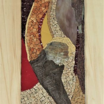 Sculpture titled "flambeau" by Francine Bonnet, Original Artwork, Mosaic Mounted on Wood Panel