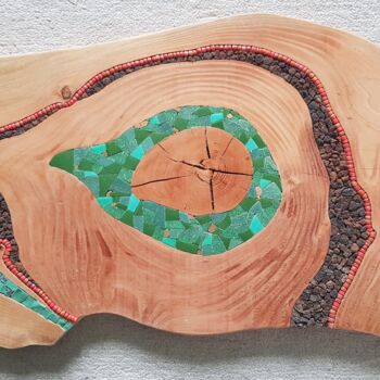 Sculpture titled "Sapin vert" by Francine Bonnet, Original Artwork, Mosaic