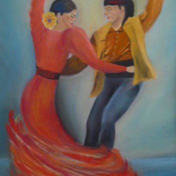Painting titled "Flamenco" by Franye, Original Artwork, Pastel
