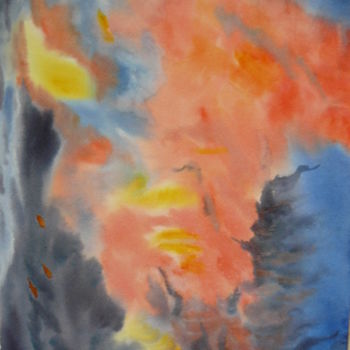 Malerei mit dem Titel "Volcan" von Franye, Original-Kunstwerk, Aquarell