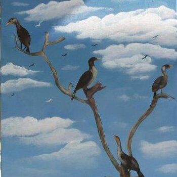 Pintura titulada "Cormorans en Florid…" por Francine Georget, Obra de arte original
