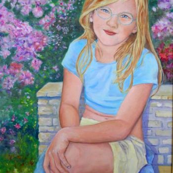 Painting titled "Nanie au jardin" by Francine Legoff Jeanneret, Original Artwork