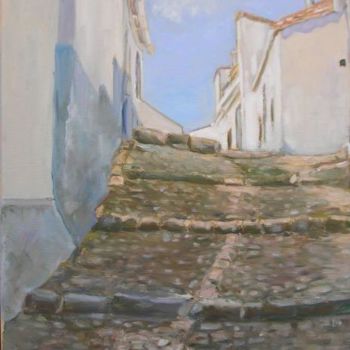 Painting titled "Village blanc (4)" by Francine Legoff Jeanneret, Original Artwork