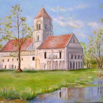 Painting titled "Eglise de Taon" by Francine Legoff Jeanneret, Original Artwork
