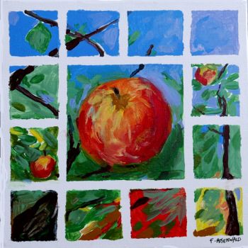 Painting titled "pomme au centre-30x…" by Francine Rosenwald : Parcours Artistique, Original Artwork