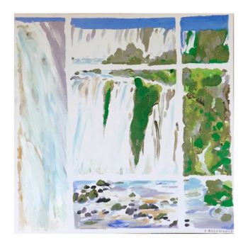 「Grande chute Iguazu」というタイトルの絵画 Francine Rosenwald : Parcours Artistiqueによって, オリジナルのアートワーク, オイル