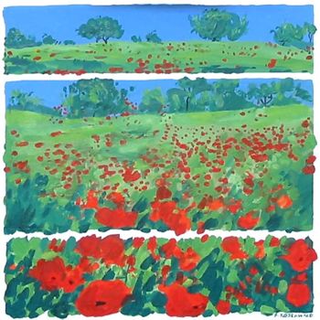 Painting titled "Coquelicots" by Francine Rosenwald : Parcours Artistique, Original Artwork
