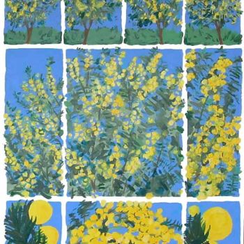 Peinture intitulée "Mimosas" par Francine Rosenwald : Parcours Artistique, Œuvre d'art originale
