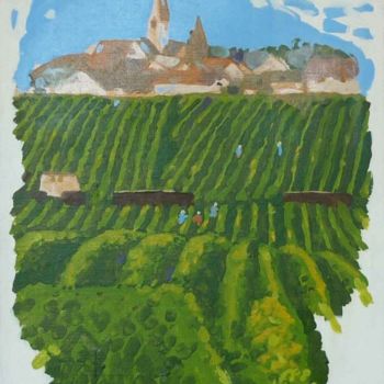 Painting titled "Dans les vignes" by Francine Rosenwald : Parcours Artistique, Original Artwork