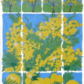 Peinture intitulée "Mimosas (petit)" par Francine Rosenwald : Parcours Artistique, Œuvre d'art originale