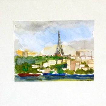 Painting titled "Coucher de soleil" by Francine Rosenwald : Parcours Artistique, Original Artwork