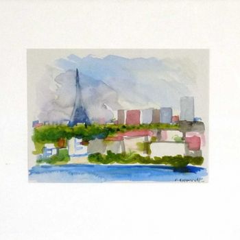 Painting titled "Paris bleu" by Francine Rosenwald : Parcours Artistique, Original Artwork