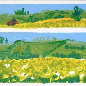 Painting titled "Petit champ jaune" by Francine Rosenwald : Parcours Artistique, Original Artwork