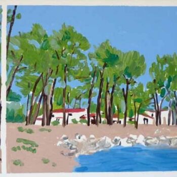 Pintura intitulada "Horizon côte atlant…" por Francine Rosenwald : Parcours Artistique, Obras de arte originais