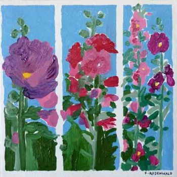 Malarstwo zatytułowany „Trois roses trémièr…” autorstwa Francine Rosenwald : Parcours Artistique, Oryginalna praca