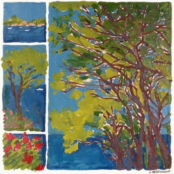 Painting titled "Sous l'arbre" by Francine Rosenwald : Parcours Artistique, Original Artwork