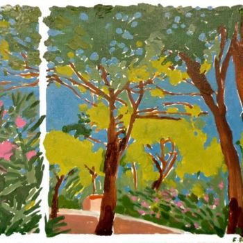 Peinture intitulée "Lauriers sous bois" par Francine Rosenwald : Parcours Artistique, Œuvre d'art originale