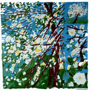 Ζωγραφική με τίτλο "fleurs-de-cerisier" από Francine Rosenwald : Parcours Artistique, Αυθεντικά έργα τέχνης