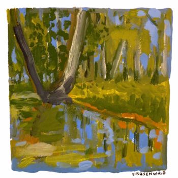 Pittura intitolato "arbre au bord de l…" da Francine Rosenwald : Parcours Artistique, Opera d'arte originale, Olio