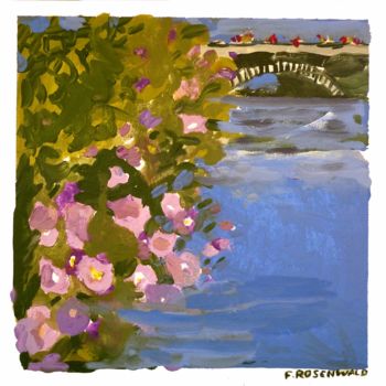 Pintura intitulada "le pont" por Francine Rosenwald : Parcours Artistique, Obras de arte originais, Óleo