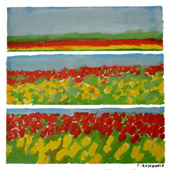 Painting titled "tulipes-30x30.jpg" by Francine Rosenwald : Parcours Artistique, Original Artwork