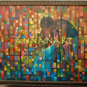 Painting titled "Tsotso 57"x47"" by Francis Annan Affotey, Original Artwork