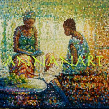Painting titled "Mom And I" by Francis Annan Affotey, Original Artwork