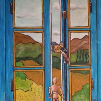 Schilderij getiteld "L'espoir d'une nouv…" door Huertas, Origineel Kunstwerk, Olie Gemonteerd op Houten paneel