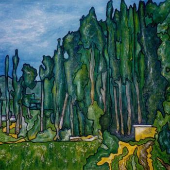 Painting titled "Autre forêt inspira…" by Huertas, Original Artwork, Oil