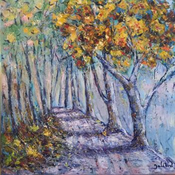 Painting titled "Sous les hêtres" by Francis Jalibert, Original Artwork, Oil Mounted on Wood Stretcher frame