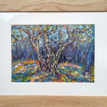 Pintura titulada "Le vieil arbre" por Francis Jalibert, Obra de arte original, Oleo Montado en Otro panel rígido