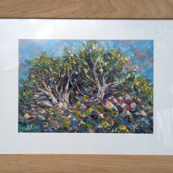 Painting titled "Bouquet d'arbres" by Francis Jalibert, Original Artwork, Oil Mounted on Other rigid panel