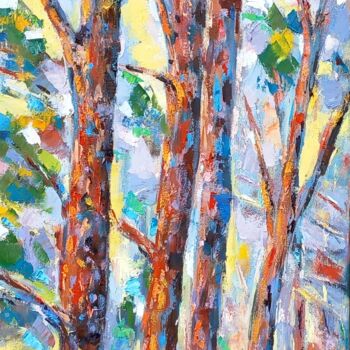 제목이 "A l'ombre des grand…"인 미술작품 Francis Jalibert로, 원작, 기름 나무 들것 프레임에 장착됨
