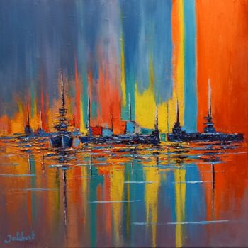 Картина под названием "Lueurs à l'horizon" - Francis Jalibert, Подлинное произведение искусства, Масло Установлен на Деревян…