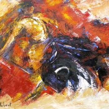 Peinture intitulée "Vigueur taurine" par Francis Jalibert, Œuvre d'art originale, Huile