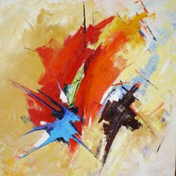 Painting titled "Abstrait J23" by Francis Jalibert, Original Artwork, Oil Mounted on Wood Stretcher frame