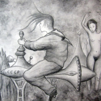 Drawing titled "etude n° 2 pour les…" by Francis Lagneau, Original Artwork, Charcoal