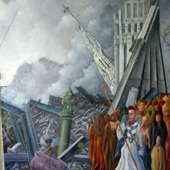 Painting titled "Migration" by Francis Lagneau, Original Artwork, Oil