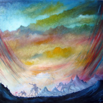 Peinture intitulée "Débris d'arc en cie…" par Francis Lagneau, Œuvre d'art originale, Huile
